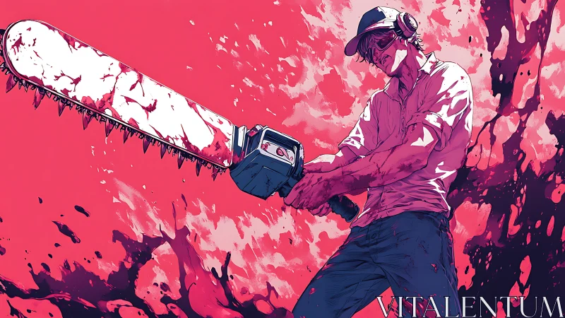Chainsaw daydreams in a neon bloodstorm of chaos.