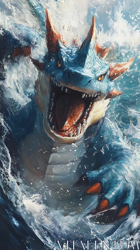 Sea dragon lunges upward through turbulent ocean waves