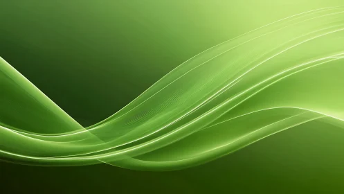 Green light wave abstract with flowing luminous ribbons.