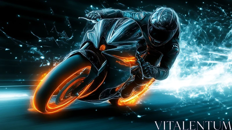 Cyberpunk neon superbike sprint in dynamic motion graphics.