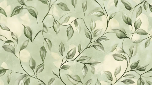 Soft green leaf pattern drifts across a calming vintage backdrop