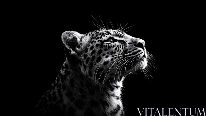 Midnight leopard in silver light, gaze carved from shadow.