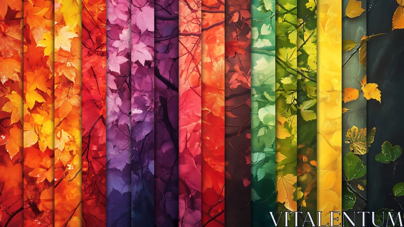 Chromatic foliage spectrum in vertical seasonal panels.