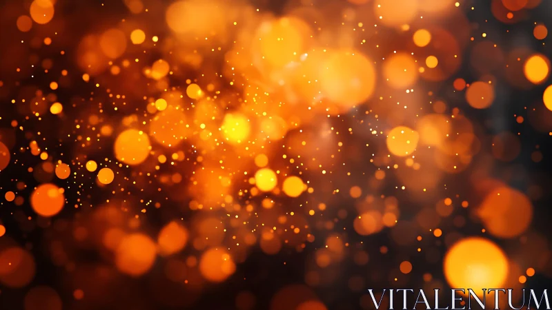 Abstract festive orange bokeh background with glowing light orbs.