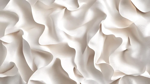 Soft White Fabric Folds Abstract Texture in Modern Minimalist Style.