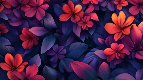 Neon Bloom Cascade: Electric Flowers Dance.