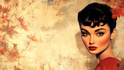 Autumn-touched portrait of a poised woman in warm light.