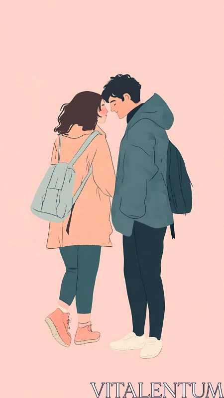 Two souls lean into whispered confessions beneath rose-tinted reverie