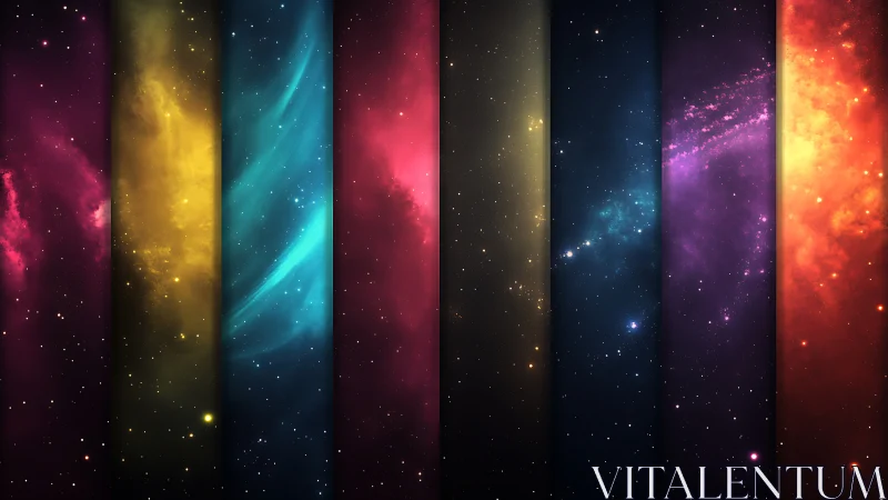 Striped galaxies trade colors like cosmic cards at midnight