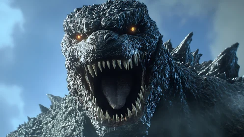 Digital reptilian creature shows detailed open mouth close-up