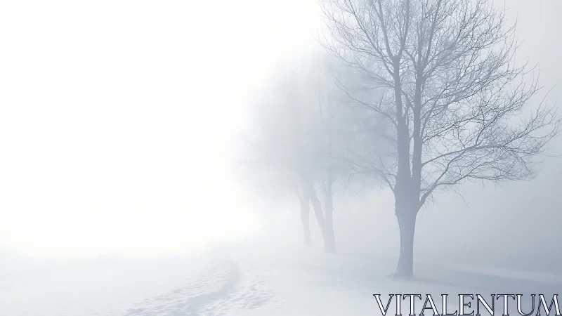 Minimalist winter trees in high-key atmospheric perspective.