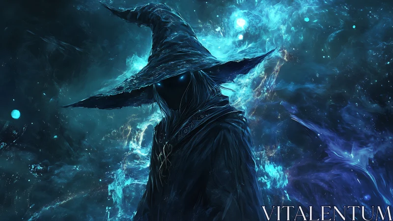 Cosmic void mage commands swirling electric nebula