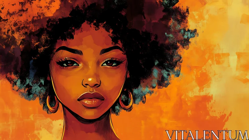 Vibrant digital portrait shows woman with textured afro hair