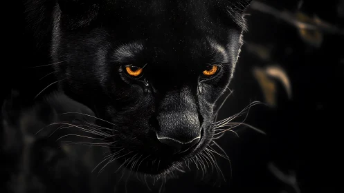 Black Panther's Golden Gaze Into the Night.