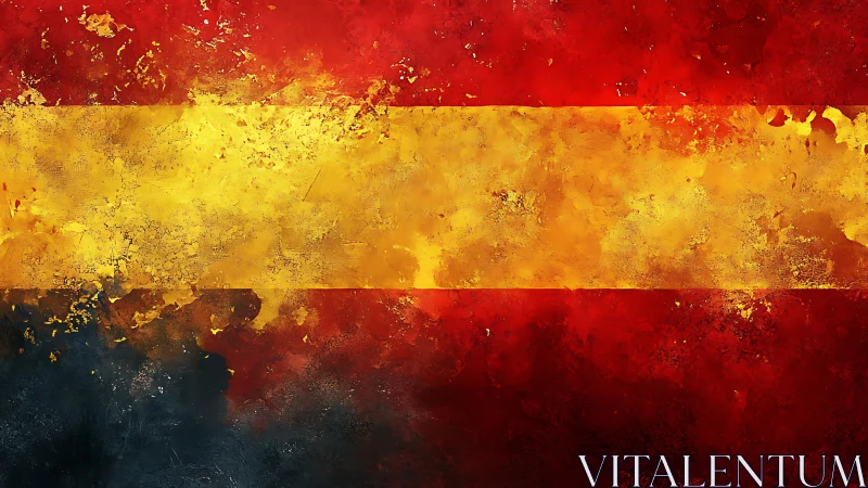 Spanish flag reimagined as bold textured abstract art.