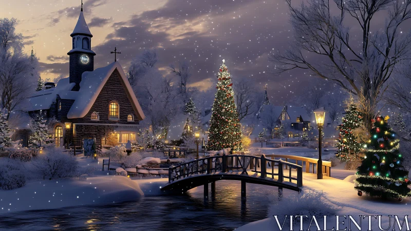 Snowflakes drift as a village unwraps its winter lights