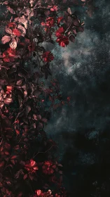 Deep Crimson Blooms Against Weathered Teal Grunge Surface