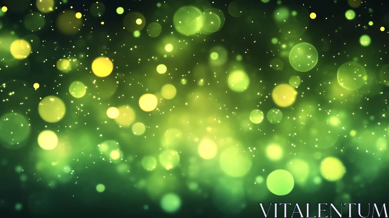 Glowing Green Bokeh Lights on a Dark Abstract Background.