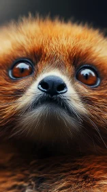 Close frontal view of small mammal face in sharp detail.