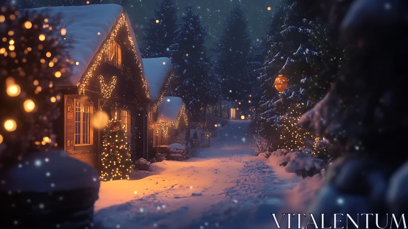 Snow-dusted cottages trade quiet secrets in golden light