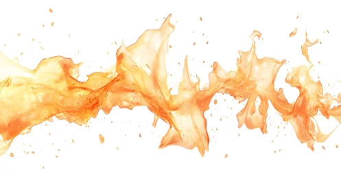 Dynamic orange liquid splash on white background, digital art.