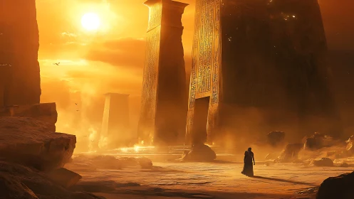 Sun-drenched monoliths whisper ancient firelit prophecies
