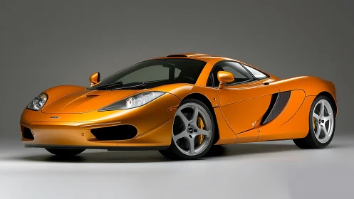 Molten tangerine supercar poised like a stalking comet.