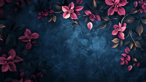 Pink Blooms Dance Against Deep Teal Mystique