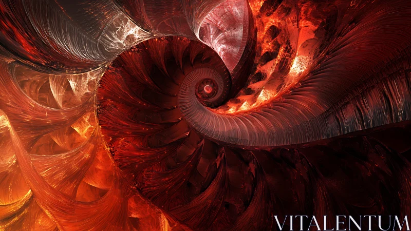 Fractal fire vortex coils through molten crimson depths.