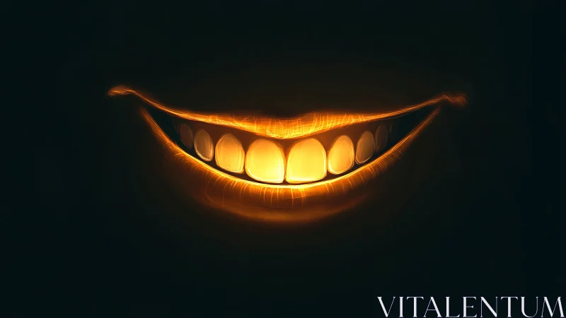 Luminous stylized smile rendered with neon edge lighting and glow shading