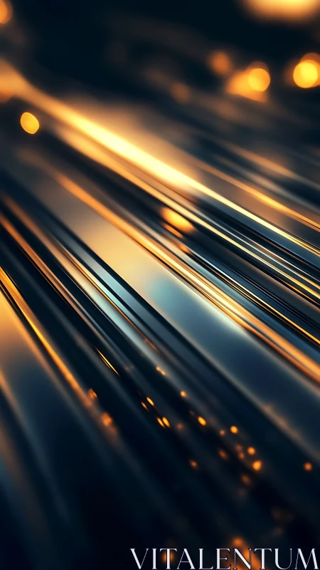 Golden light streams flowing across sleek chrome lines.