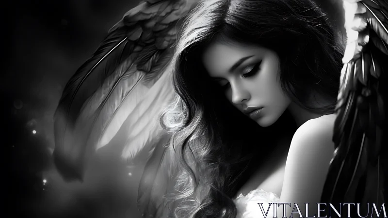 Moonlit fallen seraph listens softly to the hush between stars