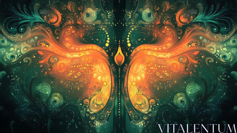 Luminous mirrored flame swirling through dreamy night.