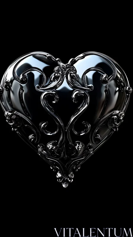 Sculpted Glass Heart Glowing with Elegant Baroque Detail