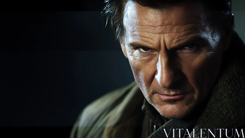 Storm-lit gaze turns quiet anger into carved steel resolve