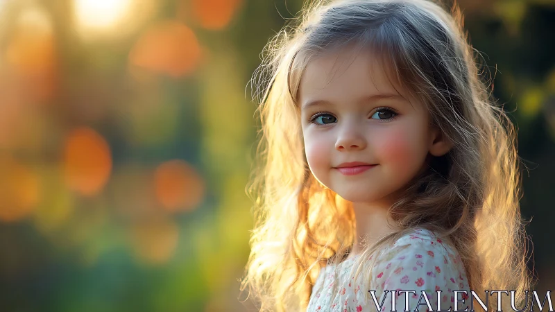 Young girl radiates joy in golden sunset light