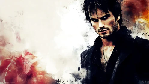 Storm-eyed wanderer smolders through splashes of painted dusk