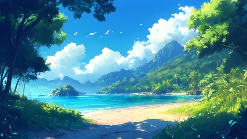 Tropical Paradise: Where Mountains Meet Crystalline Waters.