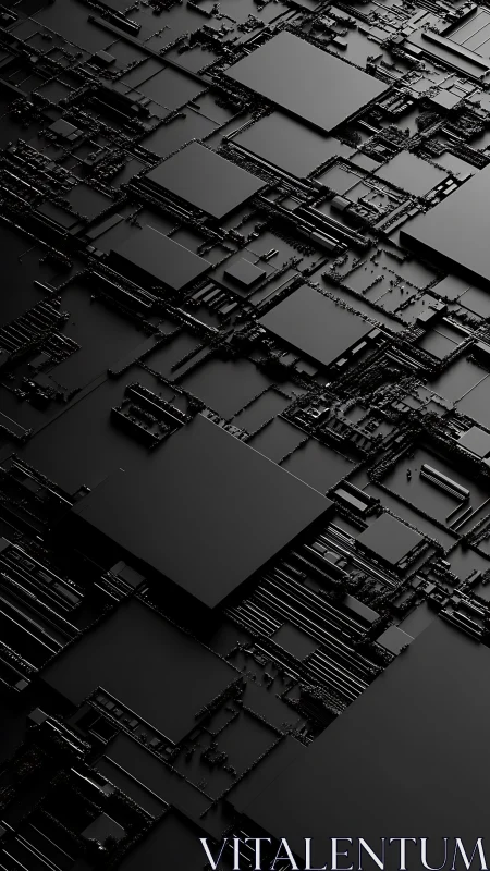 Endless black geometric panels invite a quiet tech daydream