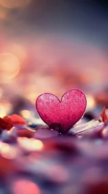 A Vibrant Pink Heart Glows Warmly Amid Soft Dreamy Light