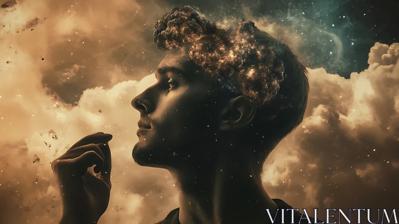 Cosmic double-exposure portrait maps stellar clouds onto human mind