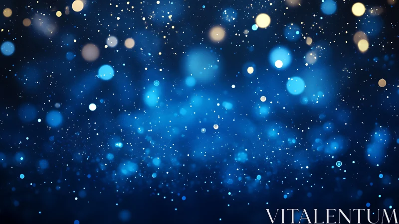 Bokeh particle field in deep blue optical diffusion space.