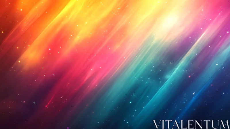 Prismatic diagonal aurora streaks traverse a cosmic gradient