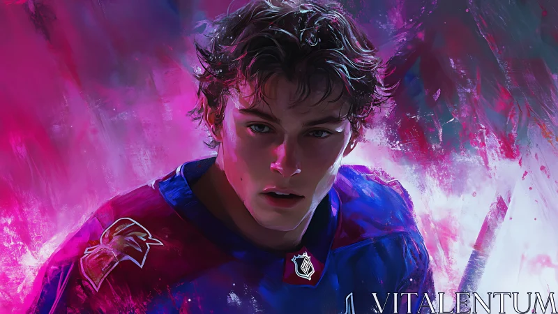 Electric energy surrounds a focused young hockey player