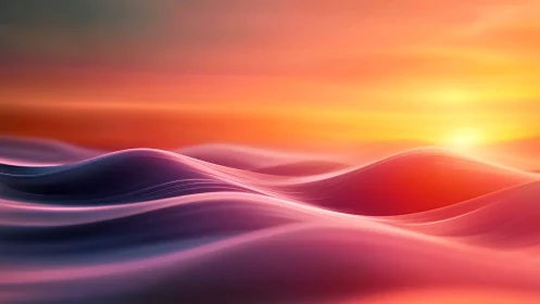 Abstract sunset waves with luminous gradient horizon.
