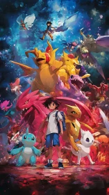 Brave young trainers stand united with powerful fantasy creatures