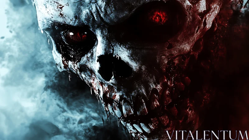 High-contrast demonic skull rendered with asymmetric thermal color split