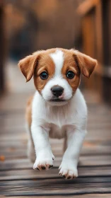 Shallow depth-of-field shot captures running puppy in sharp focus