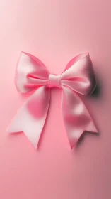 Cascading Ribbon Reverie: Soft Pink Bow Dances Against Monochromatic Canvas