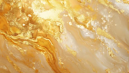 Abstract gold and beige marble texture with metallic highlights.